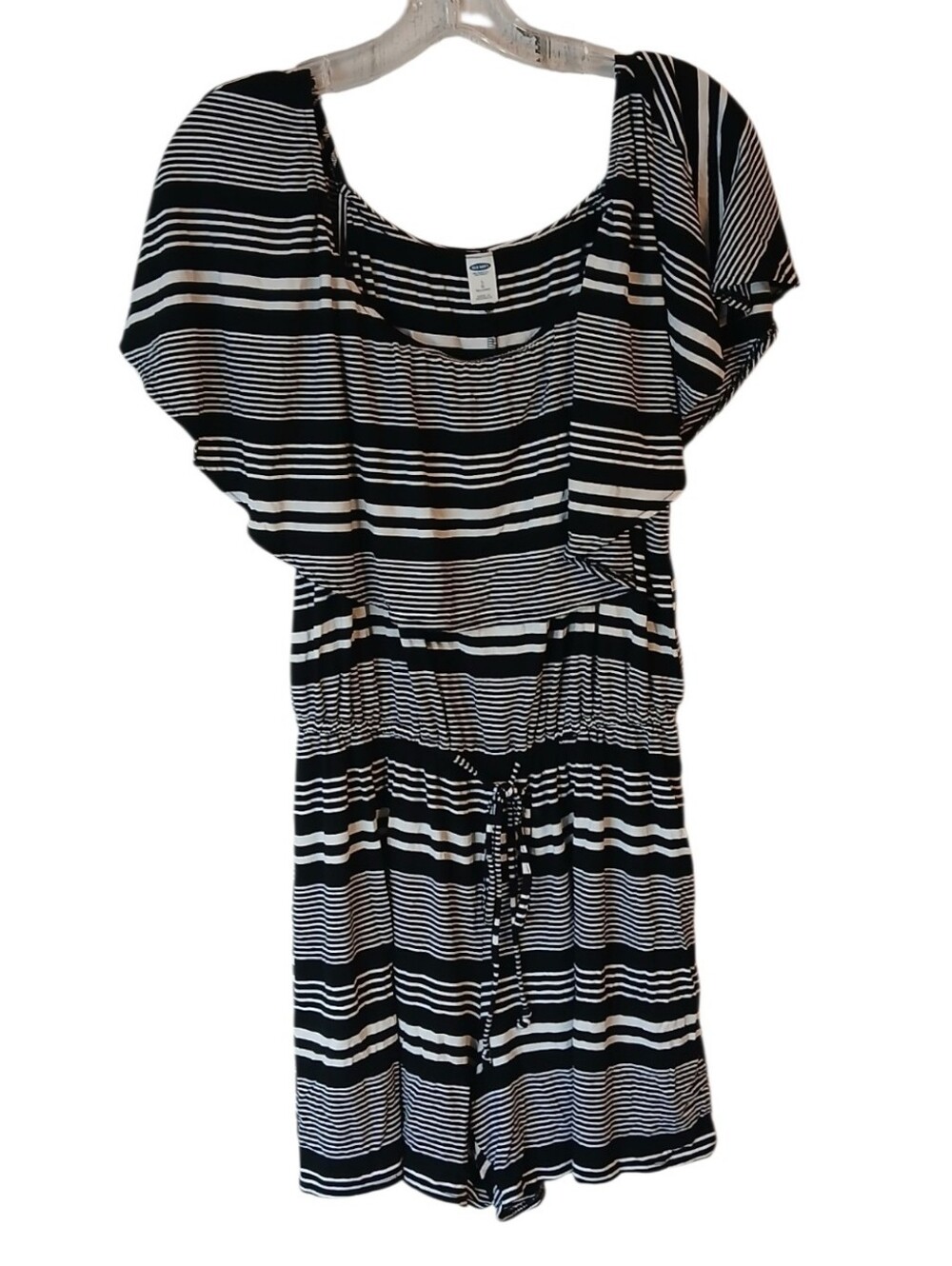 Old Navy Black And White Striped Romper Size Large